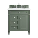 Brittany 30" Single Vanity, Smokey Celadon w/ 3 CM White Zeus Top