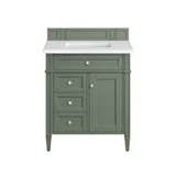 Brittany 30" Single Vanity, Smokey Celadon w/ 3 CM White Zeus Top