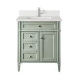 Brittany 30" Single Vanity, Sage Green, w/ Single Hole 3 CM White Zeus Silestone Top & Backsplash
