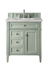 Brittany 30" Single Vanity, Sage Green w/ 3 CM Carrara Marble Top