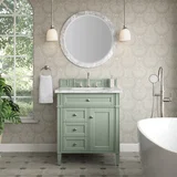 Brittany 30" Single Vanity, Sage Green w/ 3 CM Carrara Marble Top