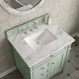 Brittany 30" Single Vanity, Sage Green w/ 3 CM Carrara Marble Top