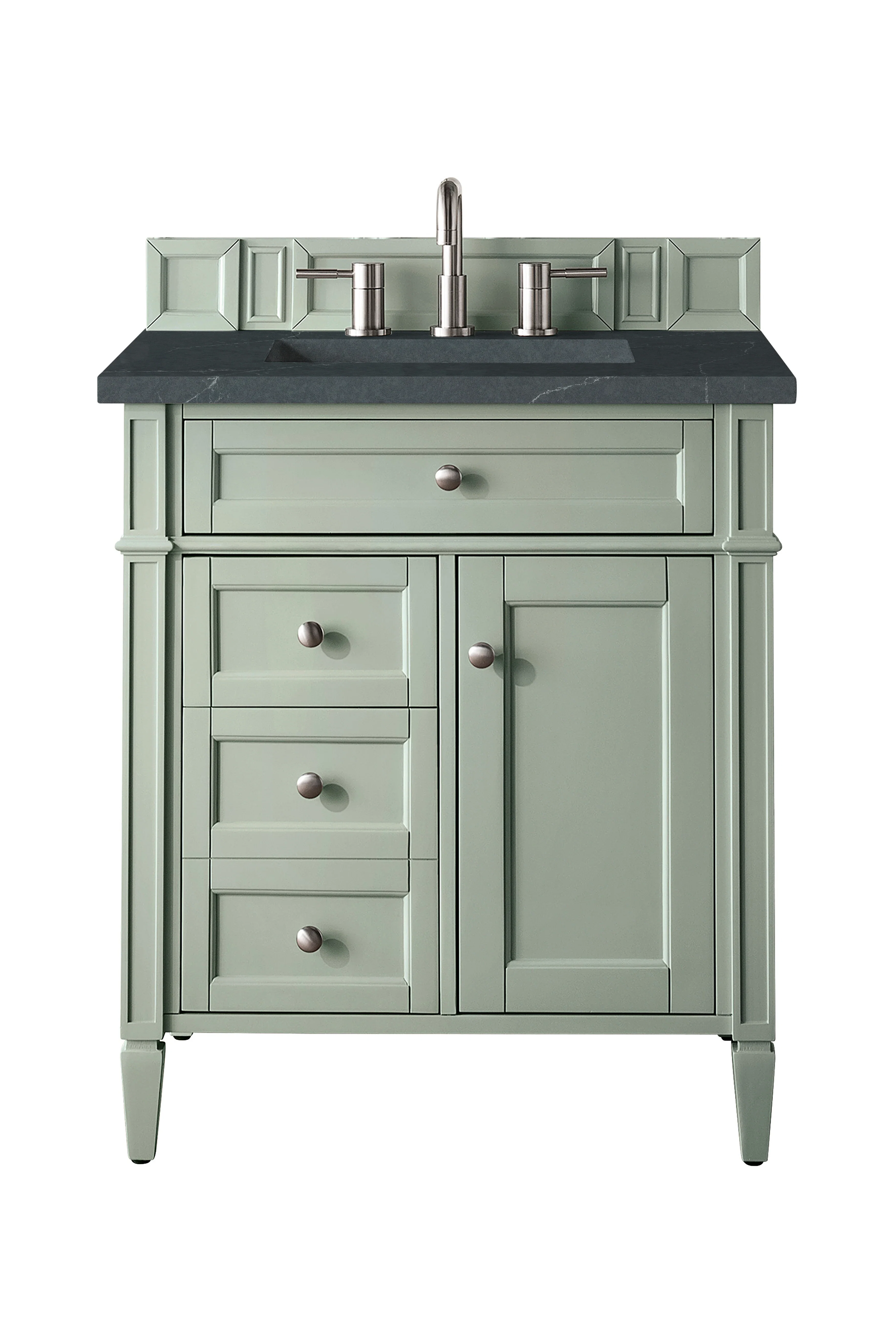 Brittany 30" Single Vanity, Sage Green, w/ 3 CM Charcoal Soapstone Silestone Top