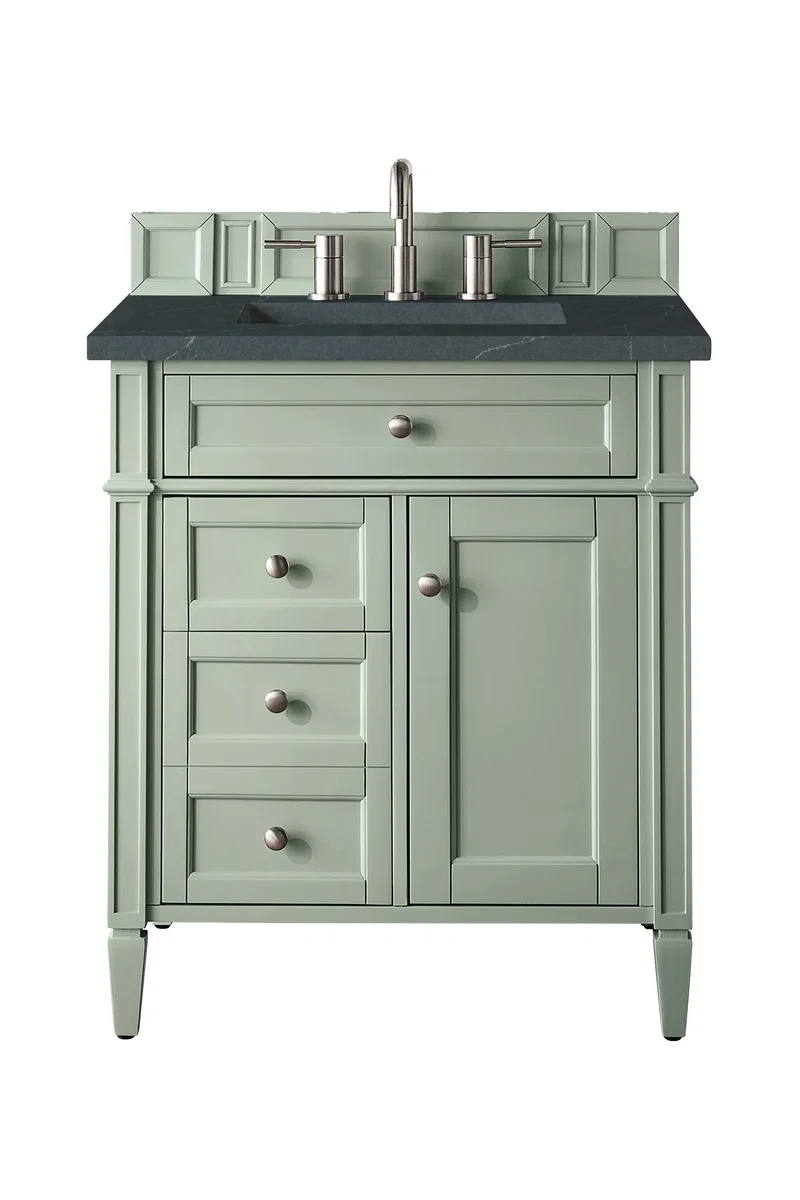 Brittany 30" Single Vanity, Sage Green, w/ 3 CM Charcoal Soapstone Silestone Top