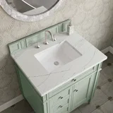 Brittany 30" Single Vanity, Sage Green, w/ 3 CM Ethereal Noctis Silestone Top