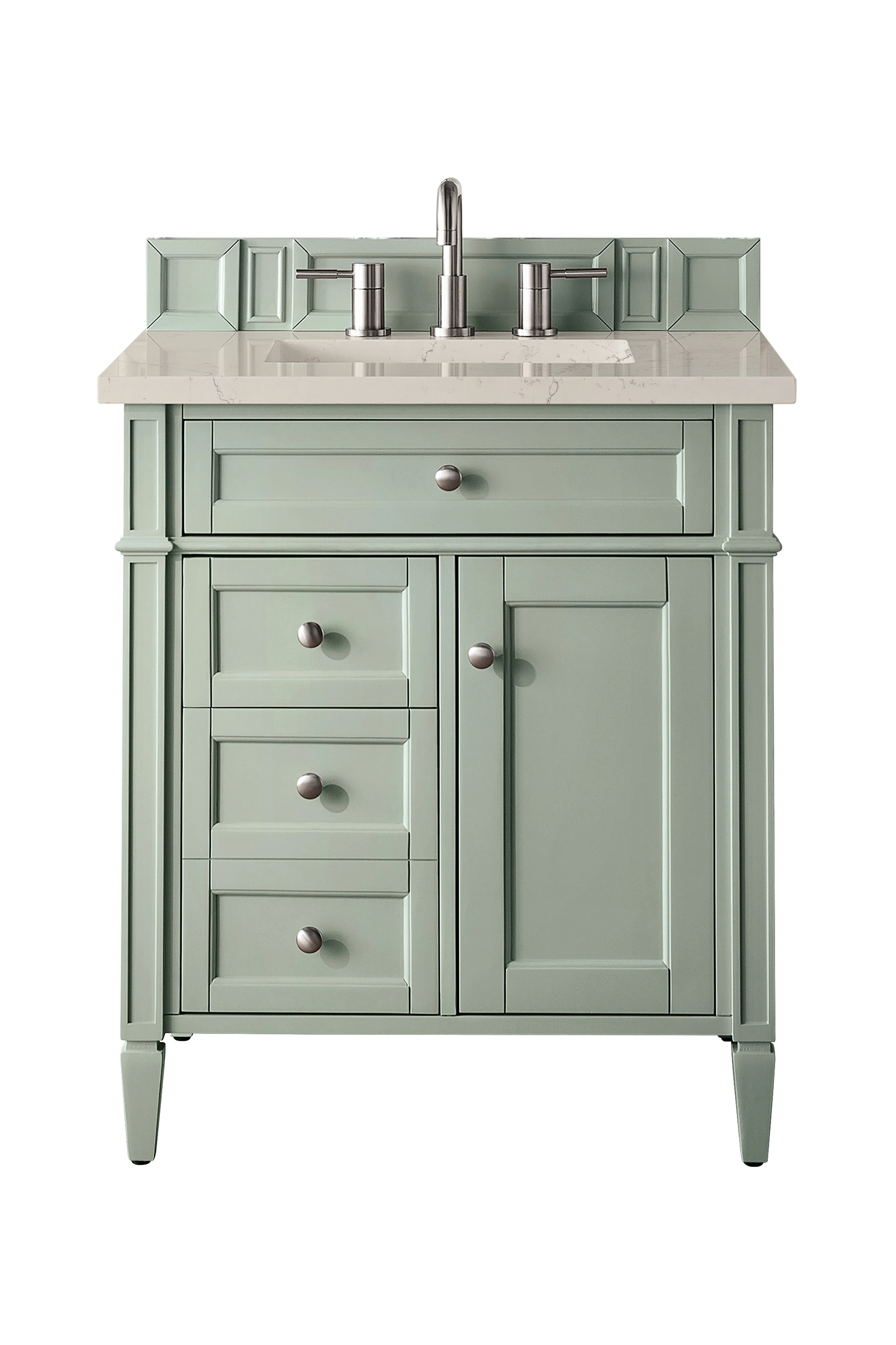 Brittany 30" Single Vanity, Sage Green, w/ 3 CM Siberian Silestone Top
