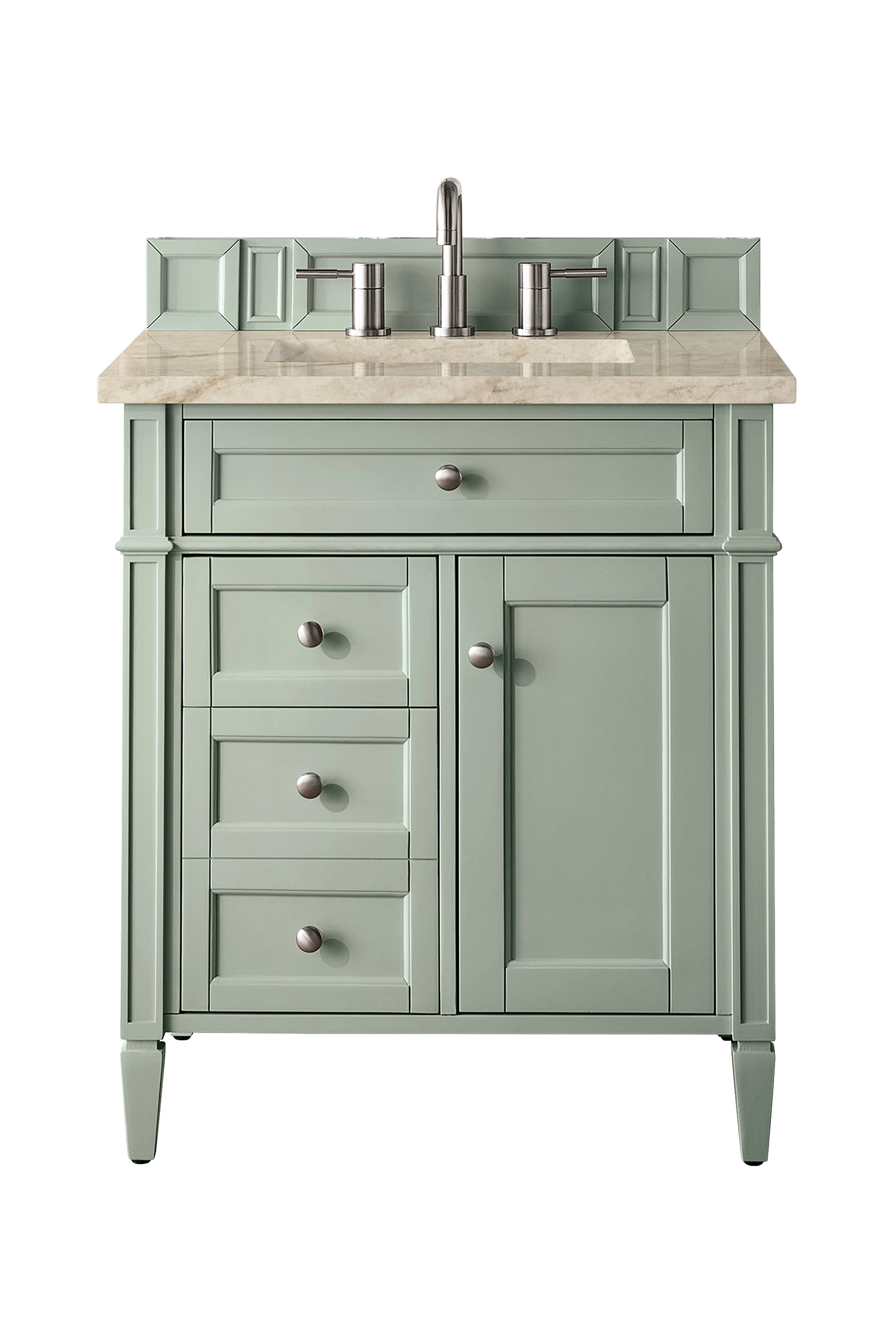 Brittany 30" Single Vanity, Sage Green, w/ 3 CM Tajnar Eclos Top