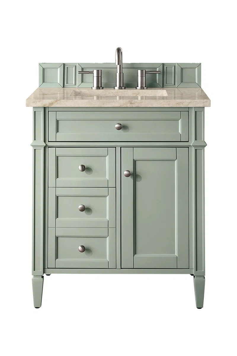 Brittany 30" Single Vanity, Sage Green, w/ 3 CM Tajnar Eclos Top