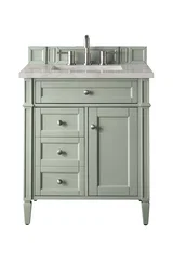 Brittany 30" Single Vanity, Sage Green, w/ 3 CM Victorian Silver Silestone Top
