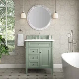 Brittany 30" Single Vanity, Sage Green, w/ 3 CM White Zeus Silestone Top
