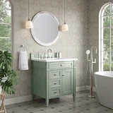 Brittany 30" Single Vanity, Sage Green, w/ 3 CM White Zeus Silestone Top