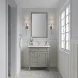 Brittany 30" Single Vanity, Urban Gray, w/ Single Hole 3 CM White Zeus Silestone Top & Backsplash