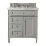 Brittany 30" Single Vanity, Urban Gray w/ 3 CM Carrara Marble Top