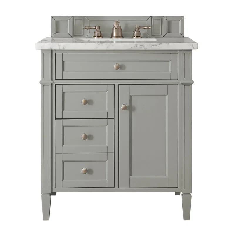 Brittany 30" Single Vanity, Urban Gray w/ 3 CM Carrara Marble Top