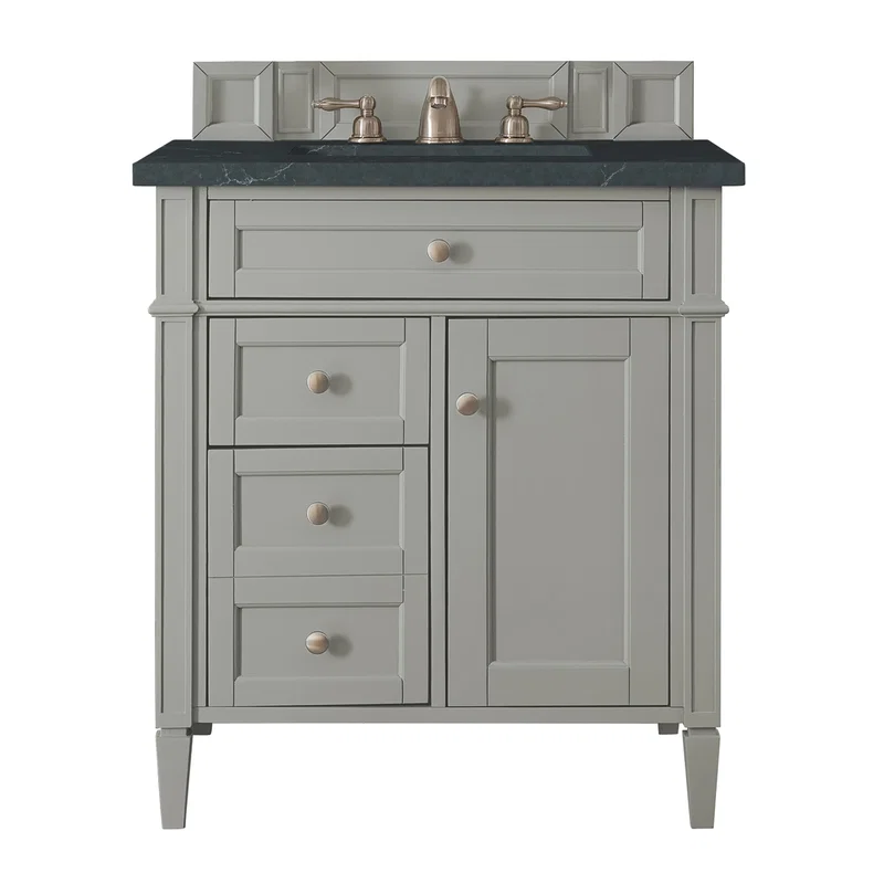 Brittany 30" Single Vanity, Urban Gray, w/ 3 CM Charcoal Soapstone Silestone Top