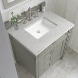 Brittany 30" Single Vanity, Urban Gray, w/ 3 CM Eternal Jasmine Pearl Silestone Top