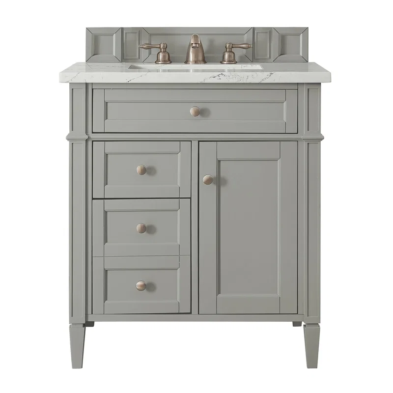 Brittany 30" Single Vanity, Urban Gray, w/ 3 CM Ethereal Noctis Silestone Top