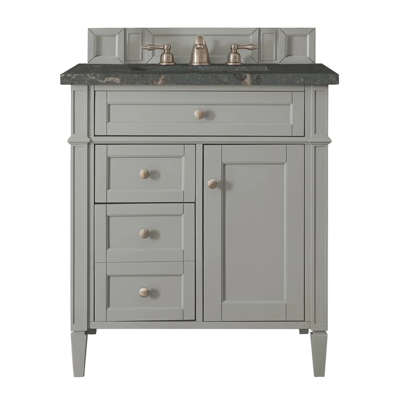 Brittany 30" Single Vanity, Urban Gray, w/ 3 CM Parisien Bleu Silestone Top