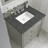 Brittany 30" Single Vanity, Urban Gray, w/ 3 CM Parisien Bleu Silestone Top