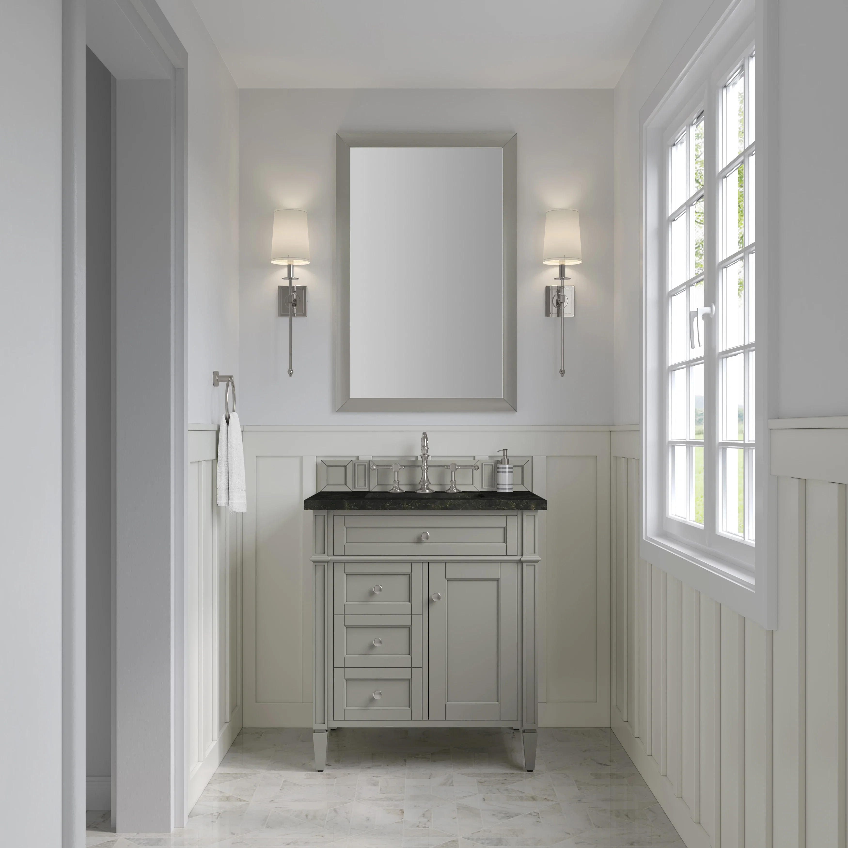 Brittany 30" Single Vanity, Urban Gray, w/ 3 CM Phantome Eclos Top