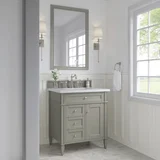 Brittany 30" Single Vanity, Urban Gray, w/ 3 CM White Zeus Silestone Top