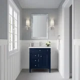 Brittany 30" Single Vanity, Victory Blue w/ Single Hole 3 CM White Zeus Silestone Top & Backsplash