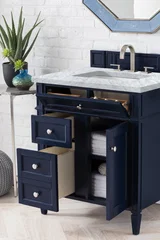 Brittany 30" Single Vanity, Victory Blue w/ 3 CM Carrara Marble Top