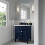 Brittany 30" Single Vanity, Victory Blue w/ 3 CM Eternal Jasmine Pearl Silestone Top