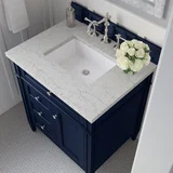 Brittany 30" Single Vanity, Victory Blue w/ 3 CM Eternal Jasmine Pearl Silestone Top