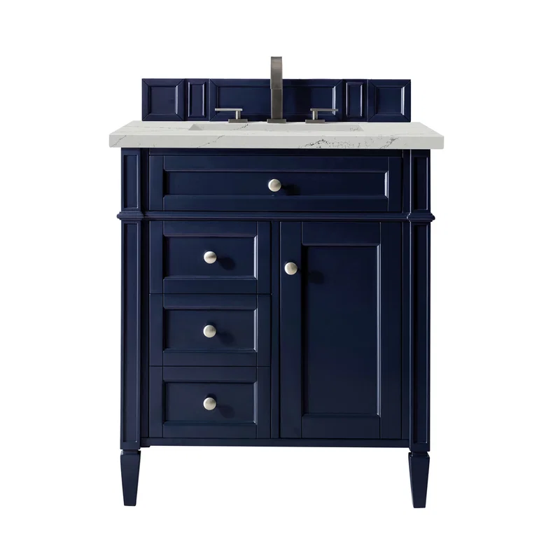 Brittany 30" Single Vanity, Victory Blue w/ 3 CM Ethereal Noctis Silestone Top