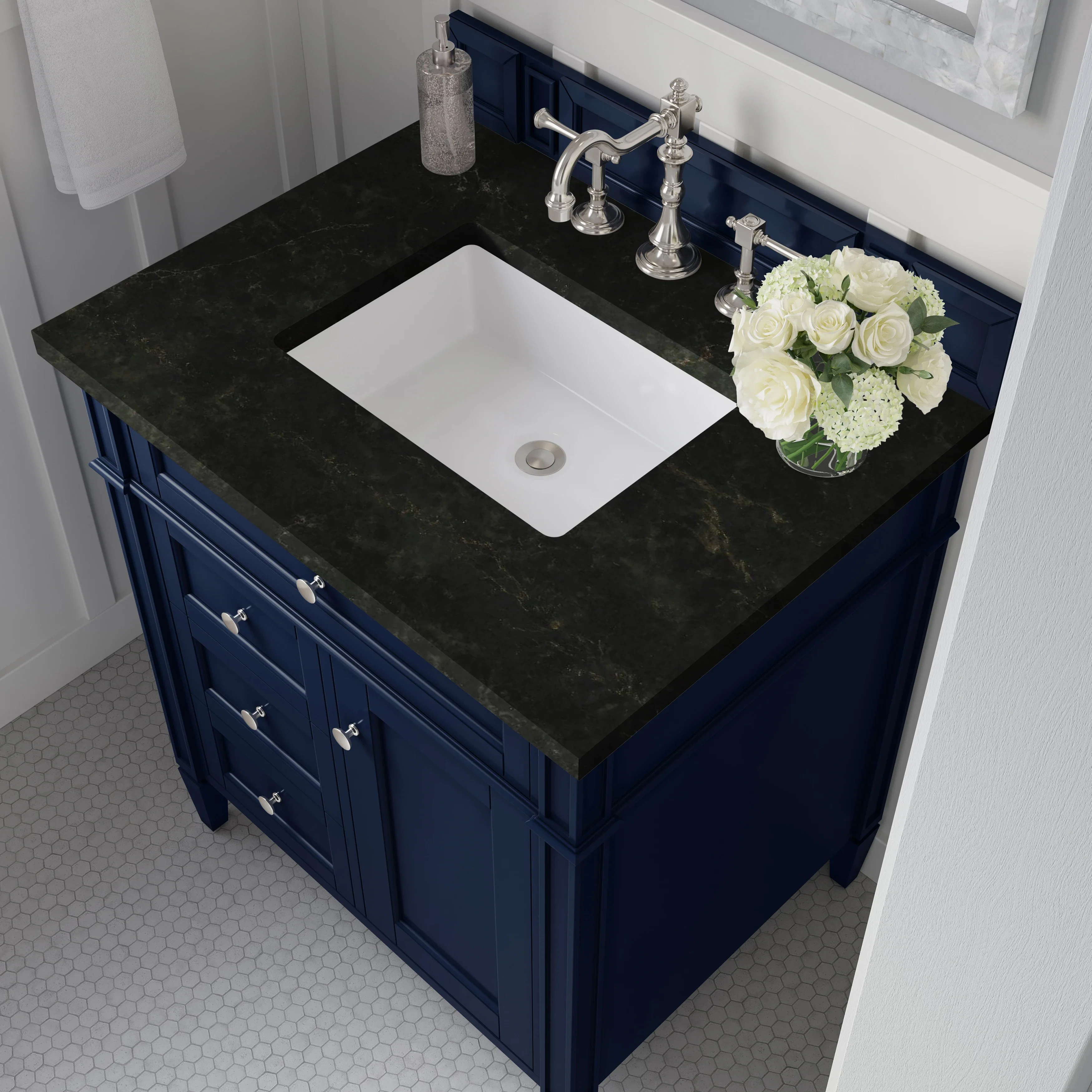 Brittany 30" Single Vanity, Victory Blue, w/ 3 CM Phantome Eclos Top