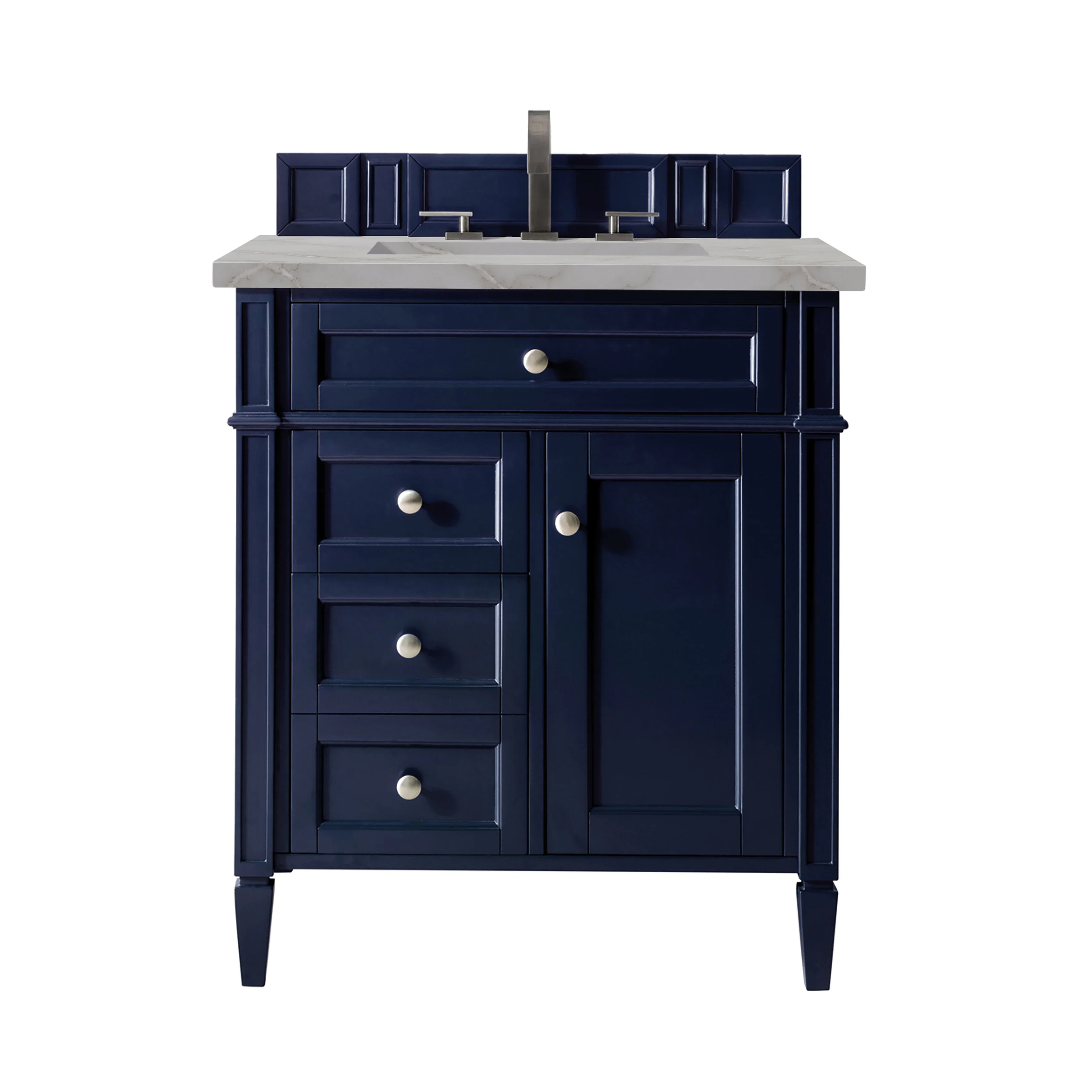 Brittany 30" Single Vanity, Victory Bleu w/ 3 CM Victorian Silver Silestone Top