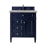 Brittany 30" Single Vanity, Victory Bleu w/ 3 CM Victorian Silver Silestone Top