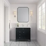 Brittany 36" Single Vanity, Black Onyx w/ Single Hole 3 CM White Zeus Silestone Top & Backsplash