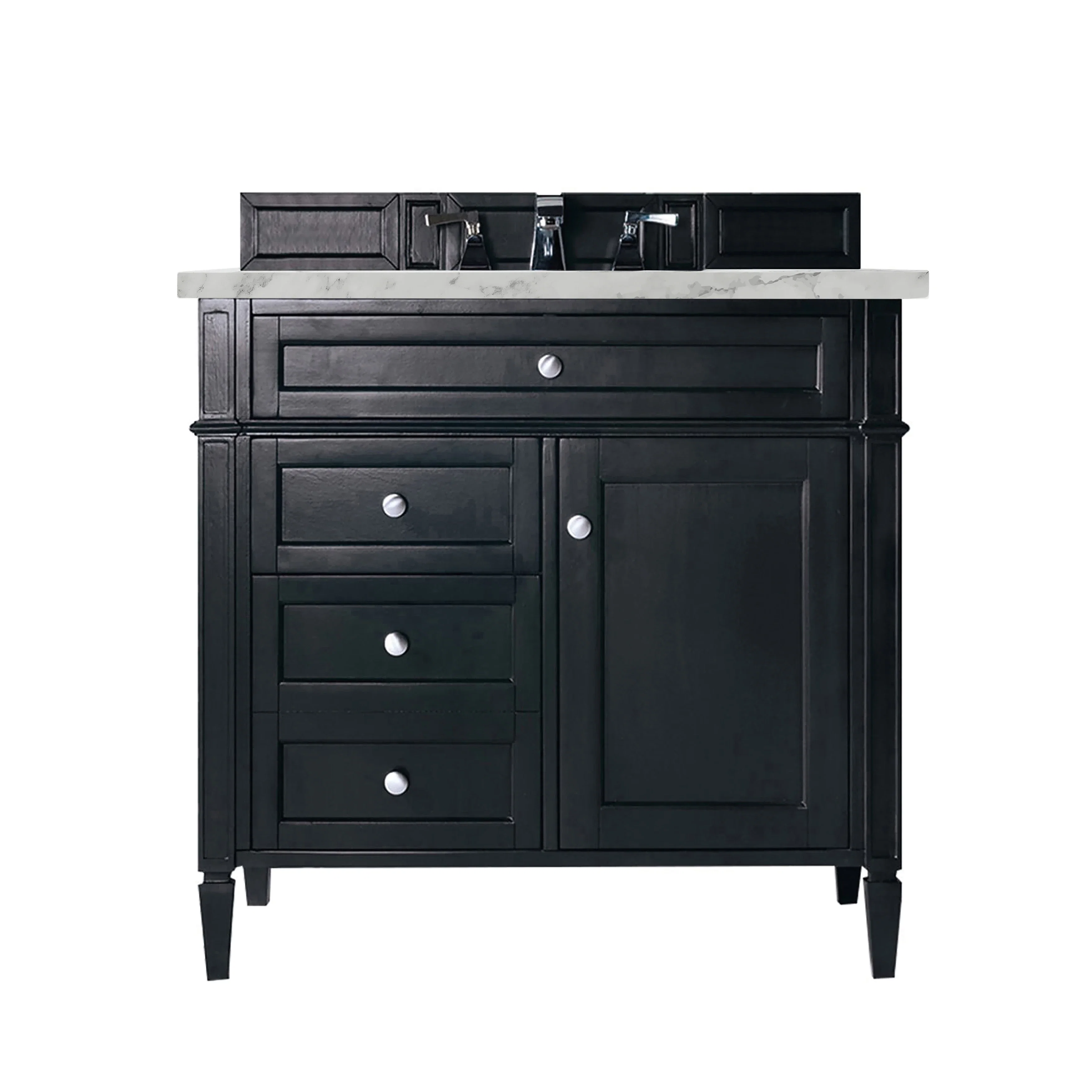 Brittany 36" Single Vanity, Black Onyx w/ 3 CM Carrara Marble Top