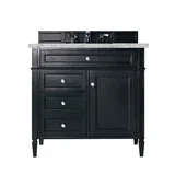 Brittany 36" Single Vanity, Black Onyx w/ 3 CM Carrara Marble Top