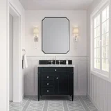 Brittany 36" Single Vanity, Black Onyx w/ 3 CM Carrara Marble Top