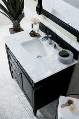 Brittany 36" Single Vanity, Black Onyx w/ 3 CM Carrara Marble Top