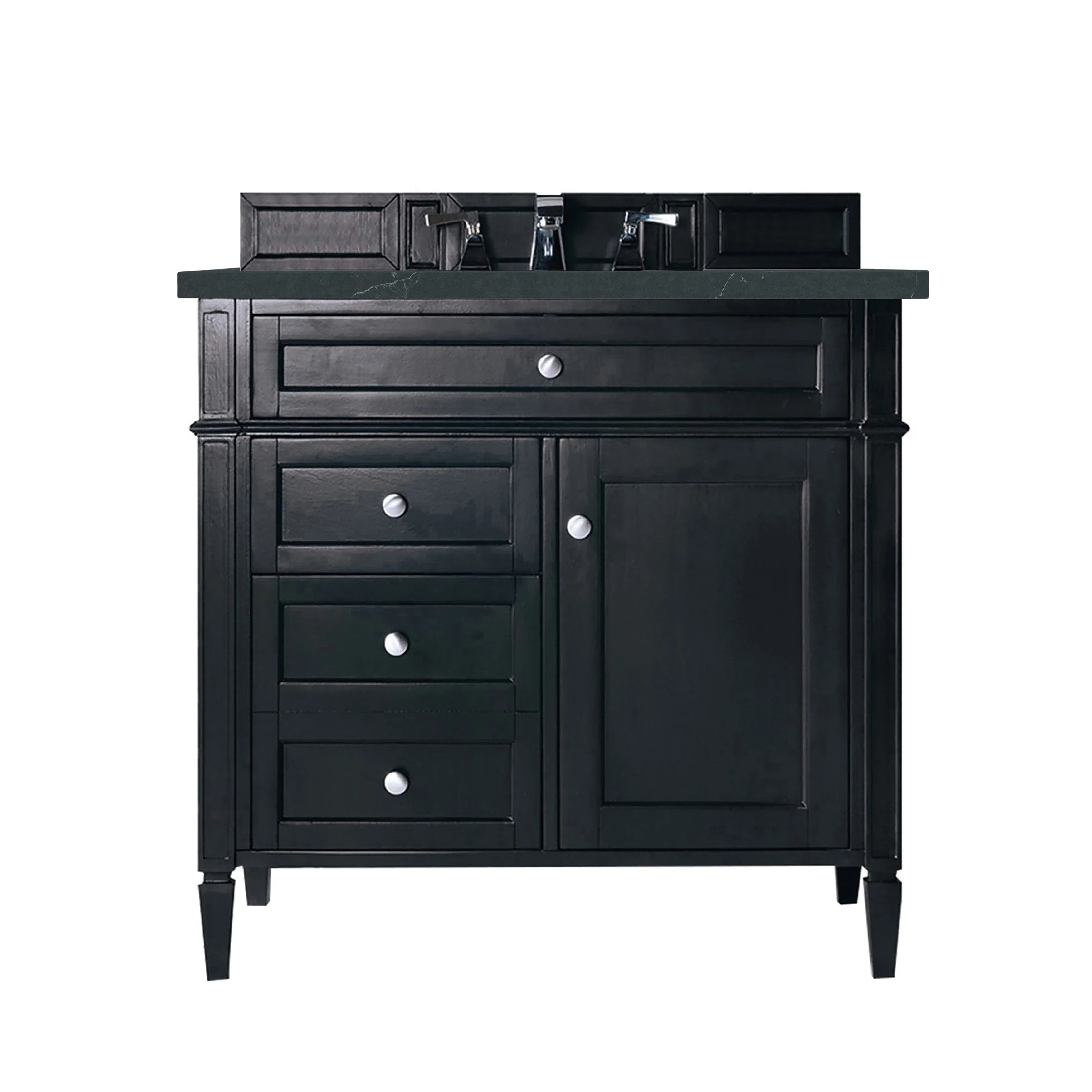 Brittany 36" Single Vanity, Black Onyx w/ 3 CM Charcoal Soapstone Silestone Top