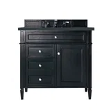 Brittany 36" Single Vanity, Black Onyx w/ 3 CM Charcoal Soapstone Silestone Top