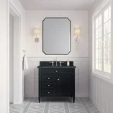 Brittany 36" Single Vanity, Black Onyx w/ 3 CM Charcoal Soapstone Silestone Top