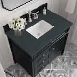 Brittany 36" Single Vanity, Black Onyx w/ 3 CM Charcoal Soapstone Silestone Top