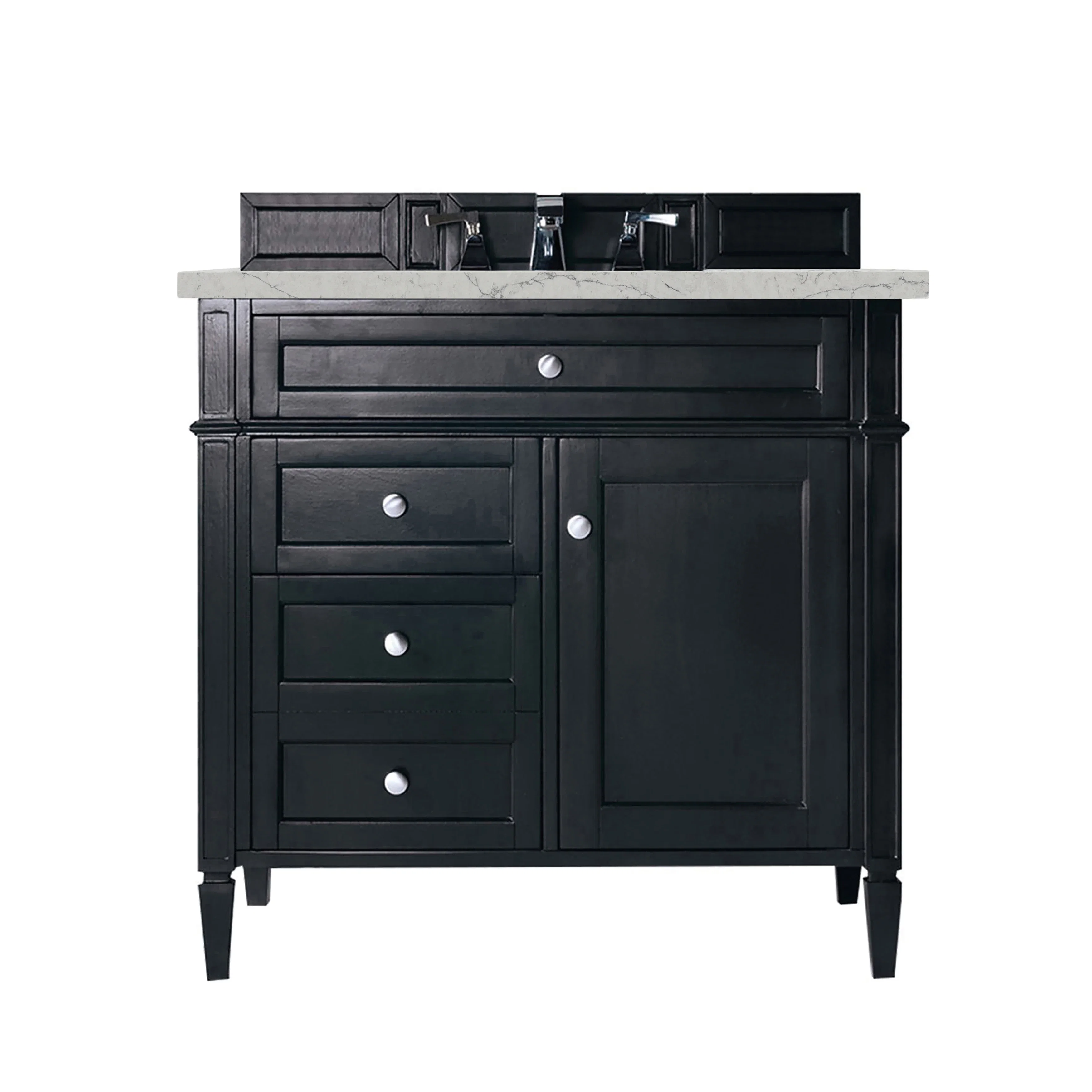 Brittany 36" Single Vanity, Black Onyx w/ 3 CM Eternal Jasmine Pearl Silestone Top