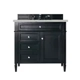 Brittany 36" Single Vanity, Black Onyx w/ 3 CM Eternal Jasmine Pearl Silestone Top