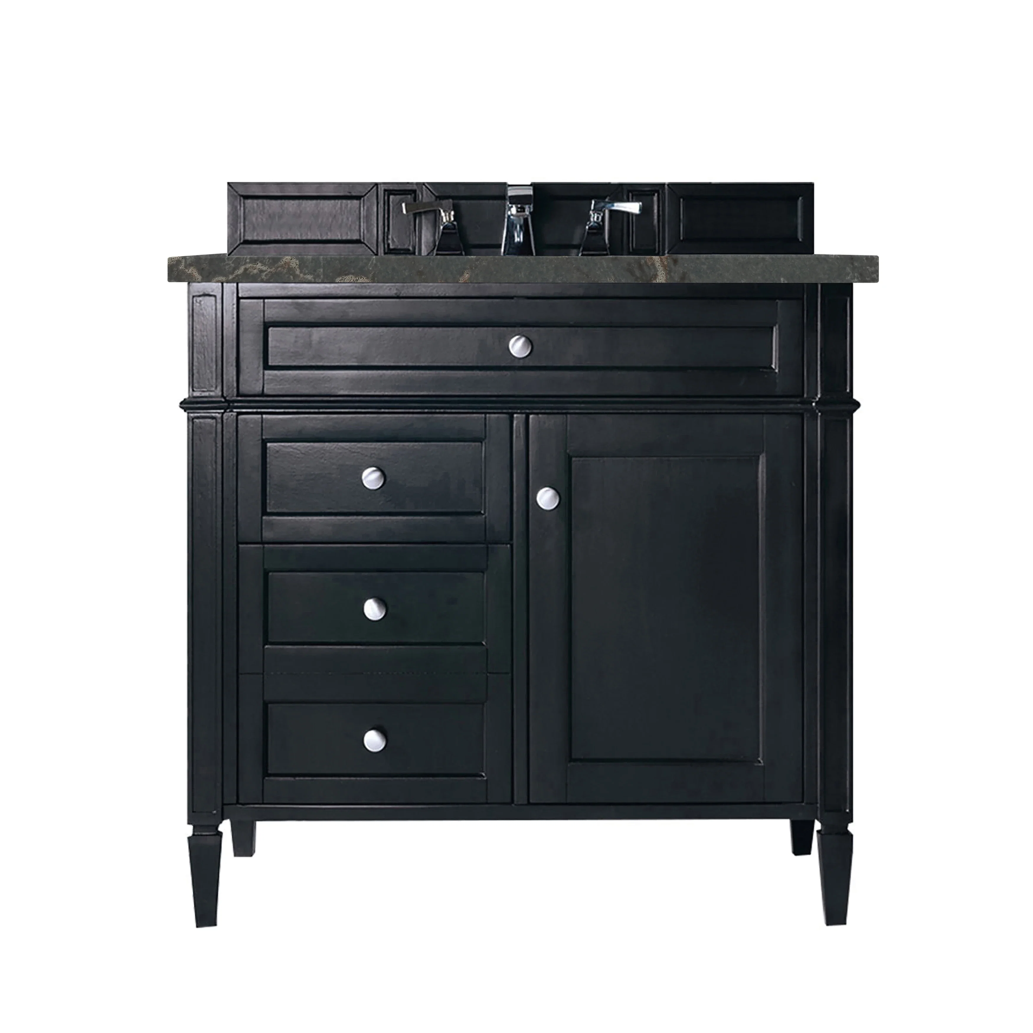 Brittany 36" Single Vanity, Black Onyx w/ 3 CM Parisien Bleu Silestone Top