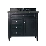 Brittany 36" Single Vanity, Black Onyx w/ 3 CM Parisien Bleu Silestone Top