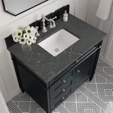 Brittany 36" Single Vanity, Black Onyx w/ 3 CM Parisien Bleu Silestone Top