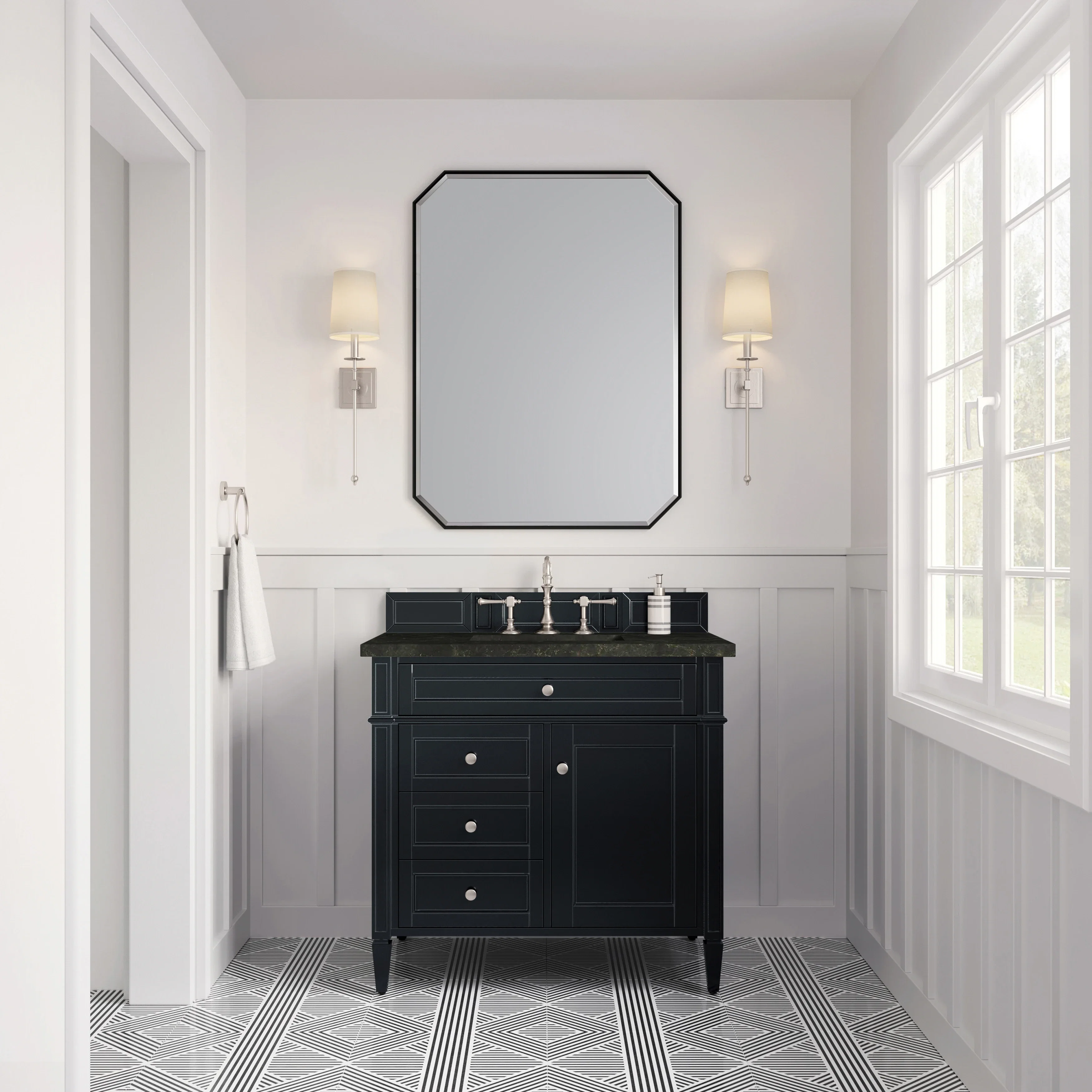 Brittany 36" Single Vanity, Black Onyx, w/ 3 CM Phantome Eclos Top