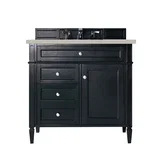 Brittany 36" Single Vanity, Black Onyx, w/ 3 CM Siberian Silestone Top