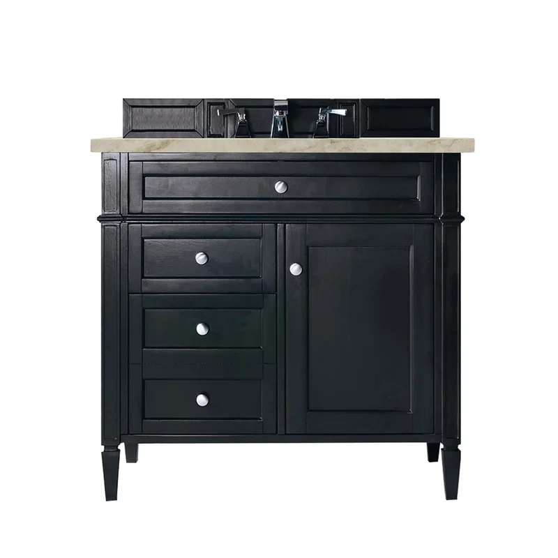 Brittany 36" Single Vanity, Black Onyx, w/ 3 CM Tajnar Eclos Top
